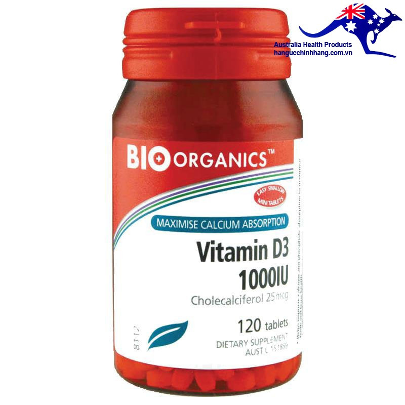 Viên Uống Bổ Sung Vitamin D3 1000IU của Bio-Organics 120 viên