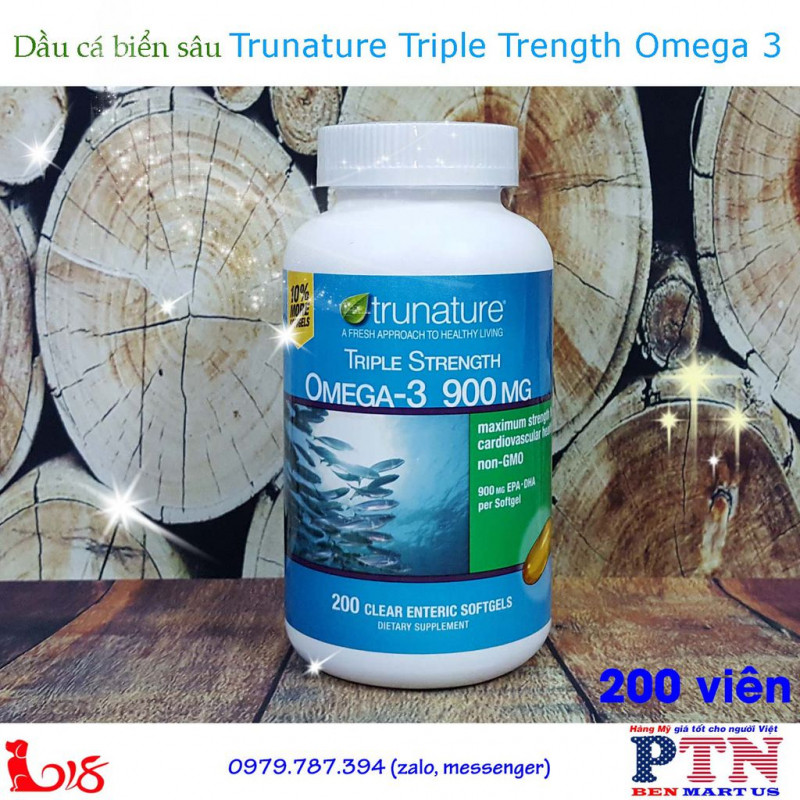 Dầu cá Omega 3 Trunature Triple Strength Omega-3 900mg 200 viên