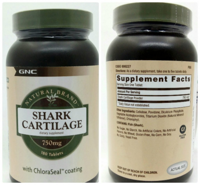 ﻿﻿Hỗ trợ xương khớp Sụn Vi Cá GNC Shark Cartilage 750mg 180 Viên Của Mỹ