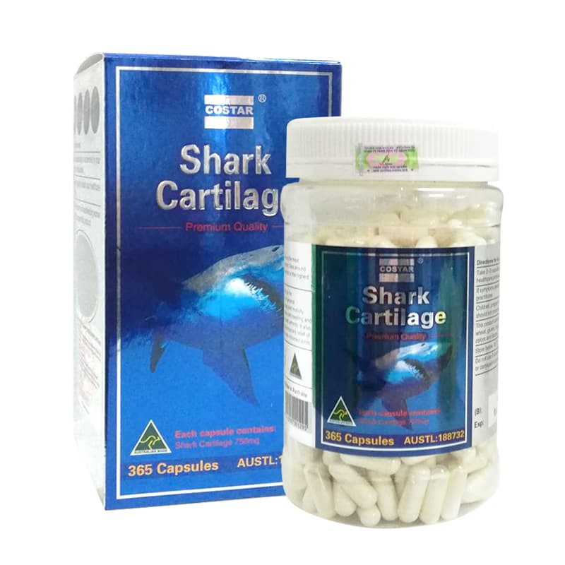 ﻿﻿Hỗ trợ xương khớp Sụn Vi Cá Mập Costar 750mg - Shark Cartilage 365 Viên Của Úc