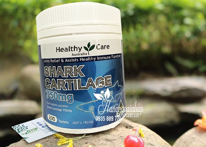 Hỗ trợ xương khớp Sụn vi cá Healthy Care Shark Cartilage 750mg 200 viên của Úc