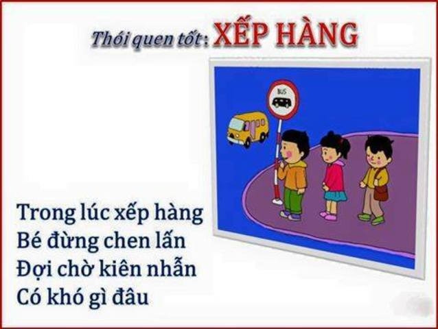 Bài thơ dạy bé biết cần phải xếp hàng chờ đợi