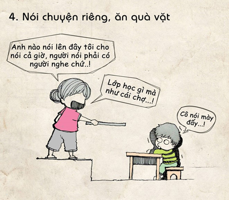 Học sinh nói chuyện riêng, không chú ý trong giờ học