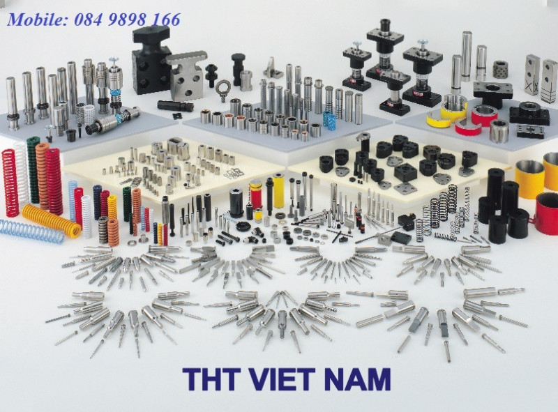 THT Nhập khẩu phân phối linh kiện khuôn mẫu: Lò xo khuôn, chốt đẩy, bạc chốt dẫn hướng, bulong, e cu, kẹp khuôn, dầu bảo dưỡng và làm sạch khuôn,..