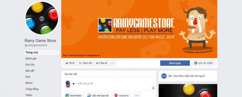 Trang Facebook của Rainy Game Store