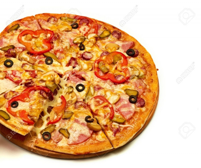 Pizza được trưng bày rất đẹp