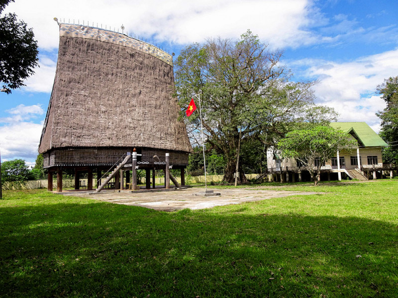 Nhà rông Kon Klor được thiết kế và xây dựng theo kiểu truyền thống