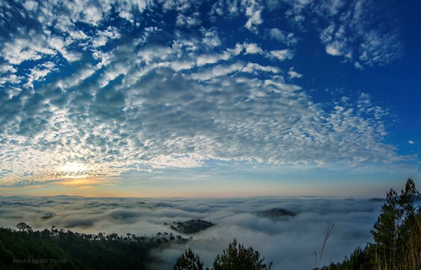 Cảnh mây lúc bình minh tại đồi Du Sinh