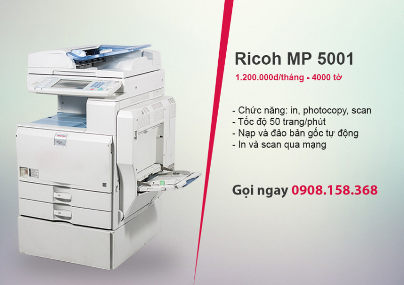 Cho thuê máy photococopy Ricoh MP 5001