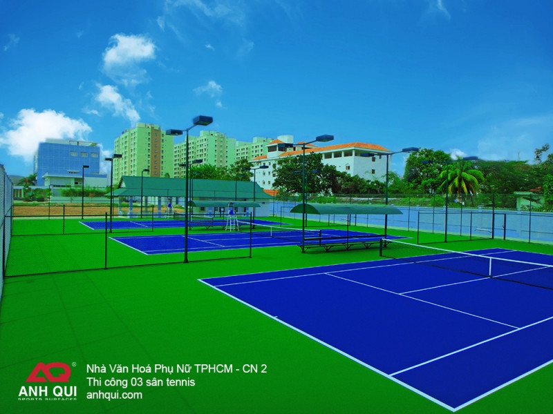 Sân tennis tiêu chuẩn được AnhQui Sports thiết kế thi công