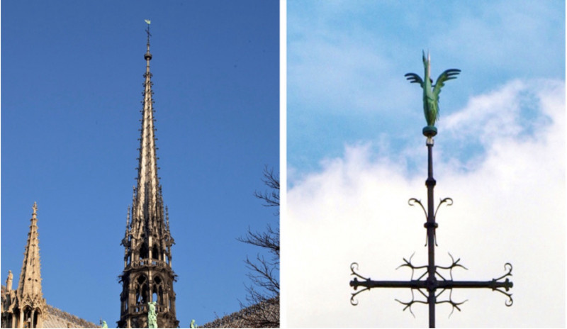 Tháp nhọn La Flèche và tượng gà trống mang thánh tích ở phía trên