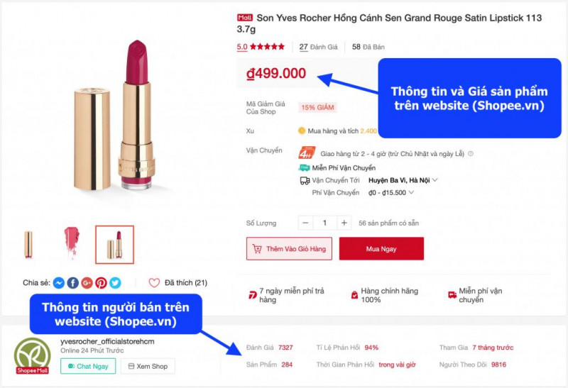 Giao diện Shopee khi chưa sử dụng BeeCost