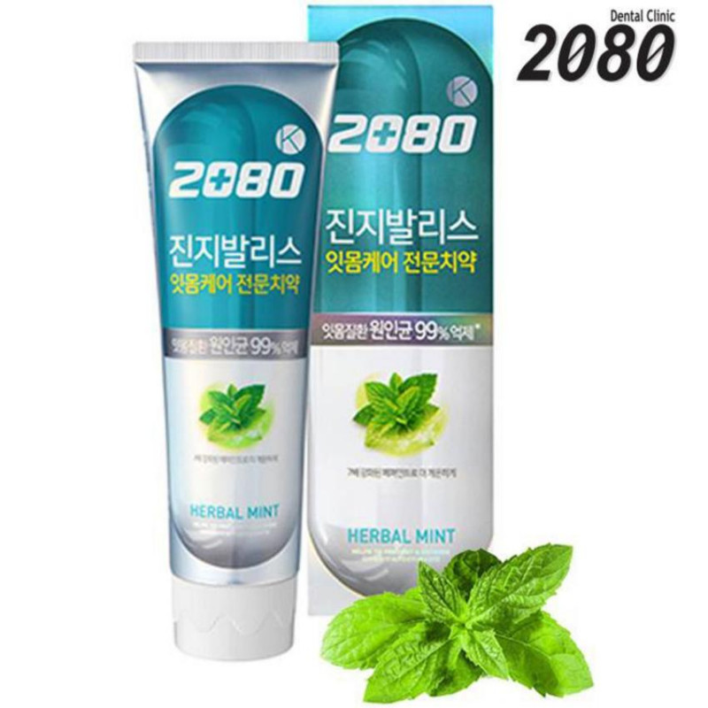 ﻿﻿Kem đánh răng ngăn ngừa tối đa sâu răng và hôi miệng 2080 Herbal Mint hương bạc hà