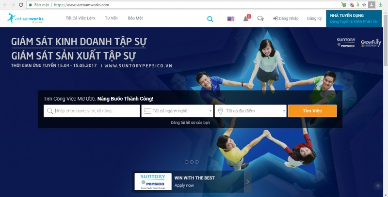 VietNamWorks sử dụng tên miền là .com