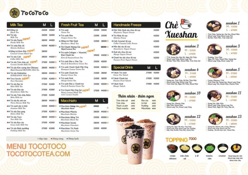 Menu của Toco Toco