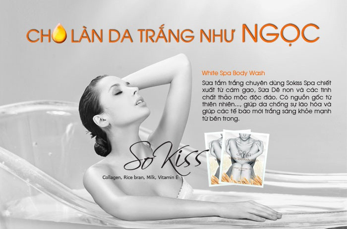 Kem Tắm Trắng Ngọc Trai So Kiss Pearl Whitening Spa cho làn da trắng như ngọc