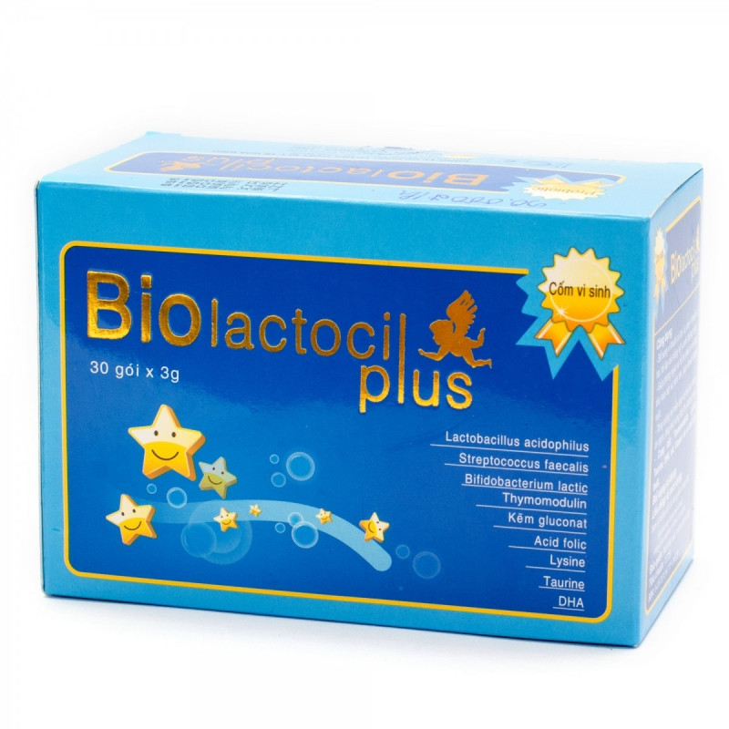 Cốm biolactocil plus - bổ sung lợi khuẩn đường ruột. Bổ sung vi khuẩn có ích, ức chế vi khuẩn có hại, tái lập cân bằng hệ vi sinh đường ruột.