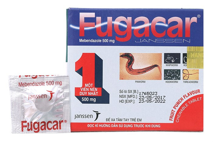 THUỐC TẨY GIUN FUGACAR 500MG - VỊ TRÁI CÂY