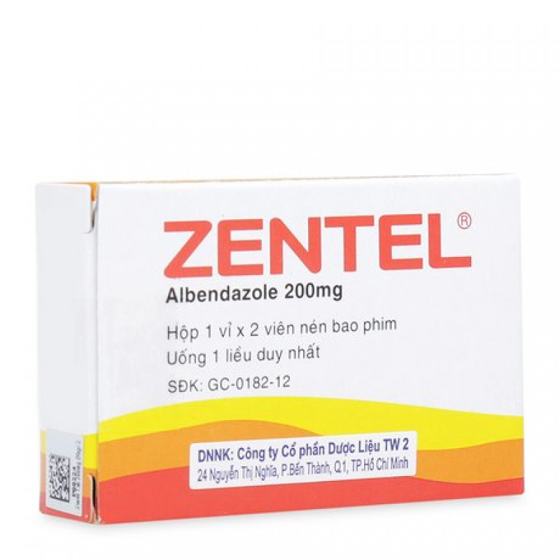 THUỐC TẨY GIUN SÁN ZENTEL 200MG (2 VIÊN/HỘP)