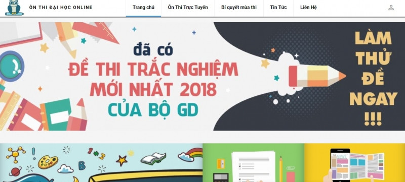 Giao diện trang web Onthidaihoc.online