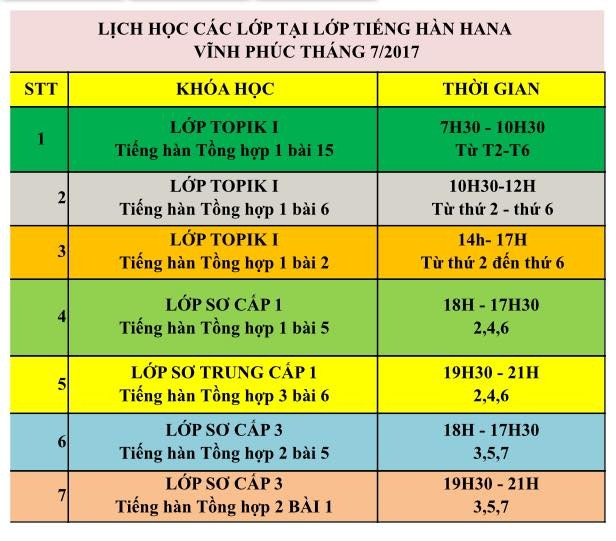 Trung tâm tiếng Hàn Hana - Vĩnh Phúc