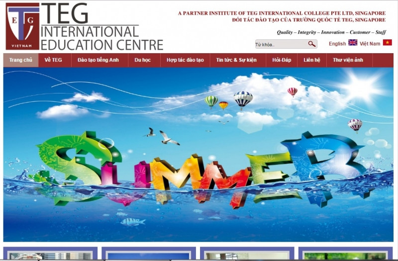 Website của Trung tâm Anh Ngữ Quốc Tế TEG