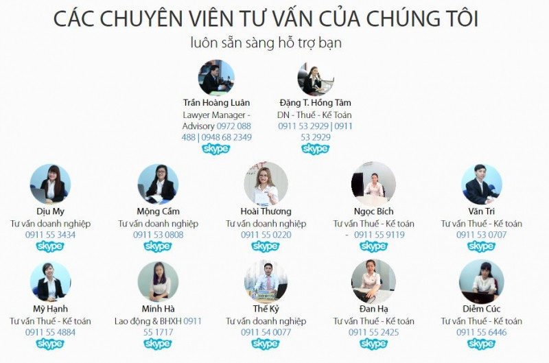 Các chuyên viên tư vấn của công ty