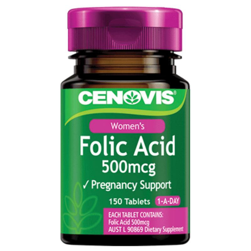 Viên Bổ Sung Axit Folic Cho Bà Bầu - Cenovis Folic Acid 500mcg 150 Viên