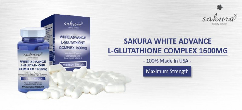 ﻿﻿Viên uống trắng da Sakura WHITE ADVANCE L-GLUTATHIONE: