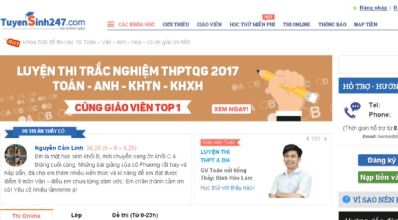Website luyện thi đại học Tuyensinh247.com