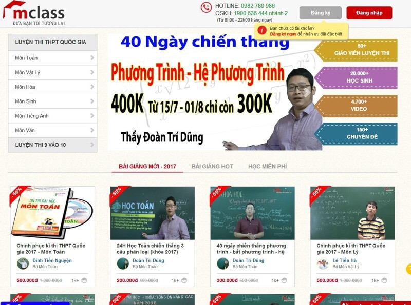 Website luyện thi đại học Mclass.vn