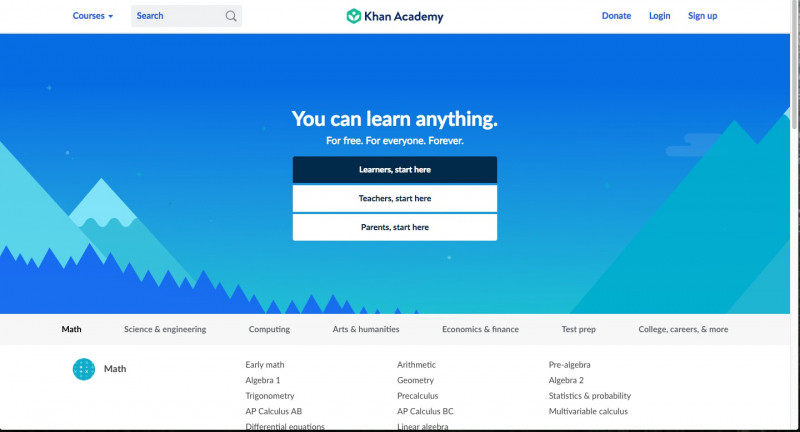 Trang web Khan Academy