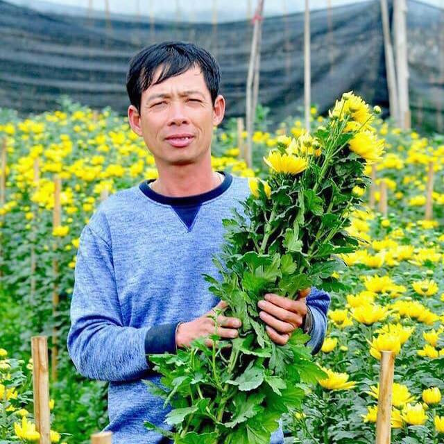 Hình ảnh bác nông dân trồng hoa tại xã Mê Linh