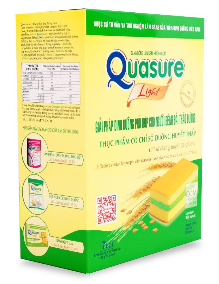 Bánh bông lan Quasure light có chỉ số đường huyết thấp dùng để thay thế các loại bánh kẹo chứa đường.