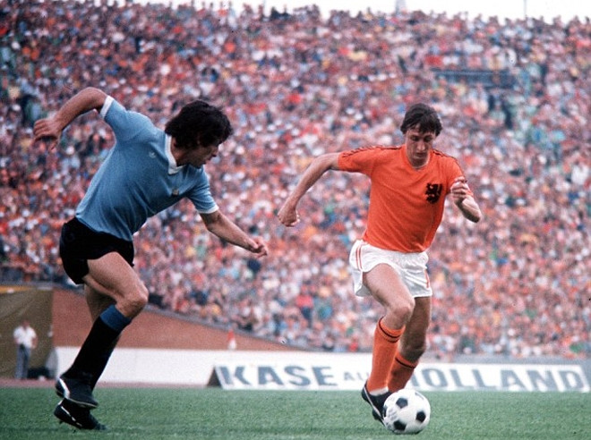 Johan Cruyff tại World Cup 1974 khi Hà Lan thất bại trước đội tuyển Đức