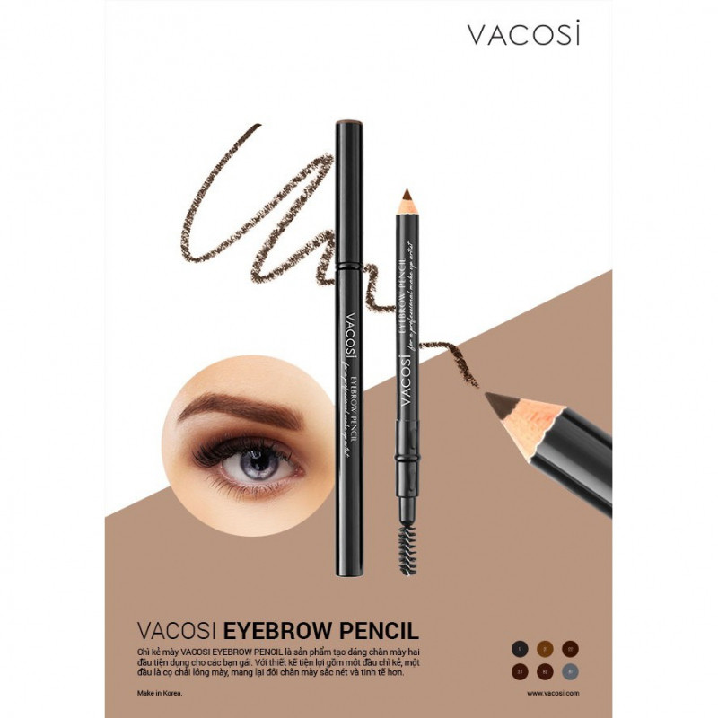 Vacosi Auto Eyebrow Pencil này lên màu tương đối chuẩn, bám lâu cực kỳ, giữ được độ sắc nét nhưng vẫn tự nhiên cho đôi lông mày của bạn. ﻿