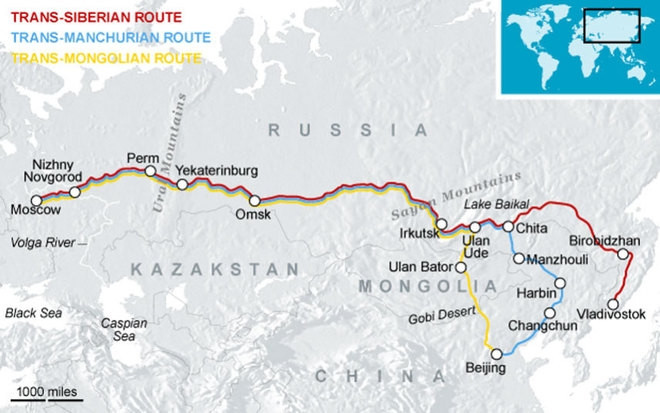 Bản đồ đường sắt xuyên Siberia