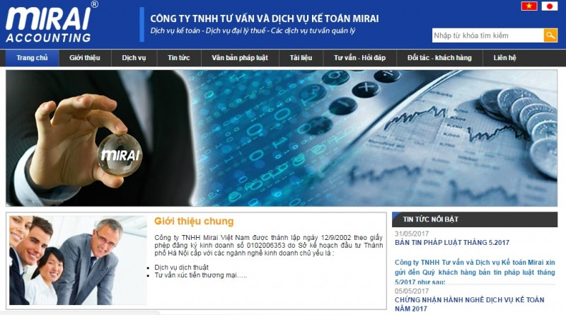 Website của Mirai Accounting