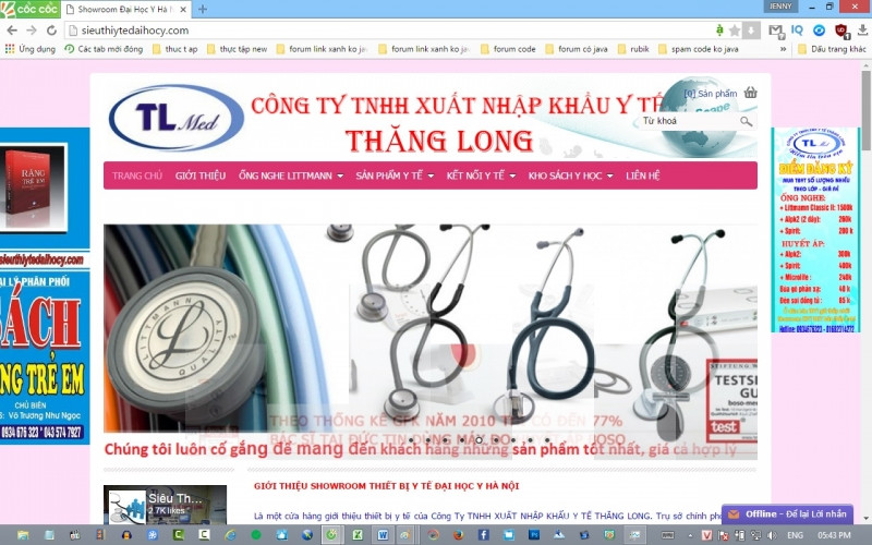 Trang web của Công Ty TNHH xuất nhập khẩu y tế Thăng Long