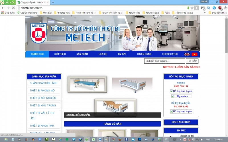 Trang web của Công ty Cổ phần Thiết bị Metech