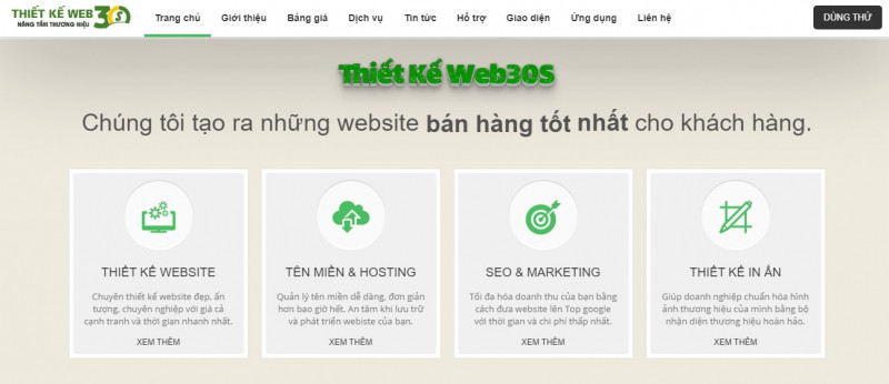 Dịch vụ thiết kế web 30s hoạt động trong lĩnh vực website đã được 09 năm kinh nghiệm