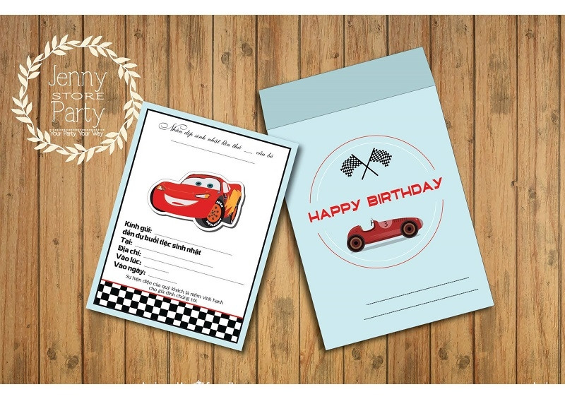 Thiệp sinh nhật với chủ đề xe hơi
