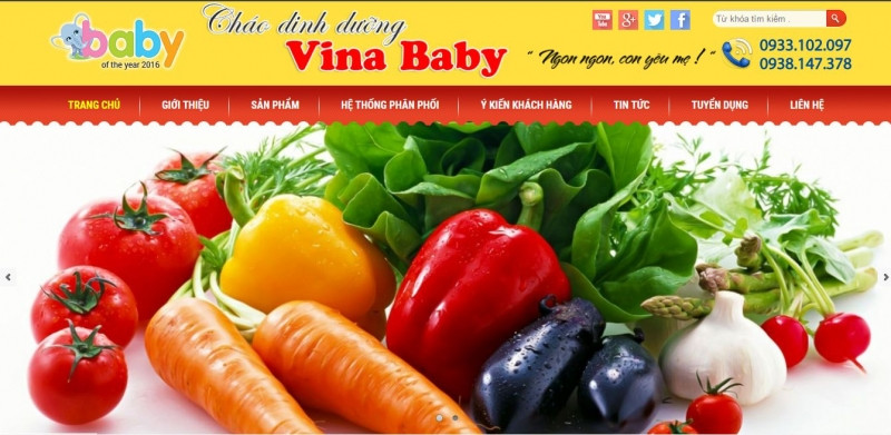 Website của cháo dinh dưỡng Vina Baby