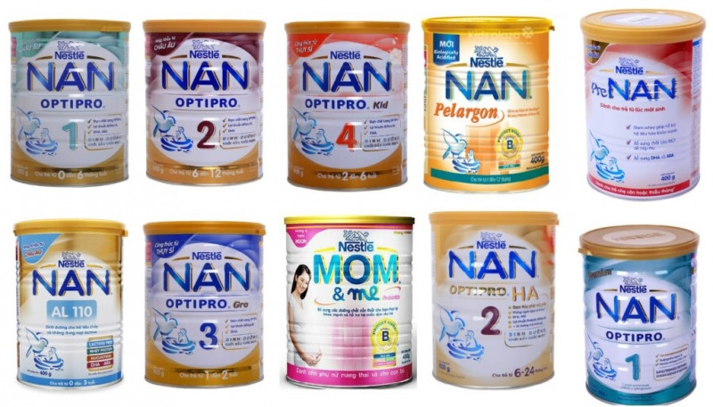 Các loại sữa Nan