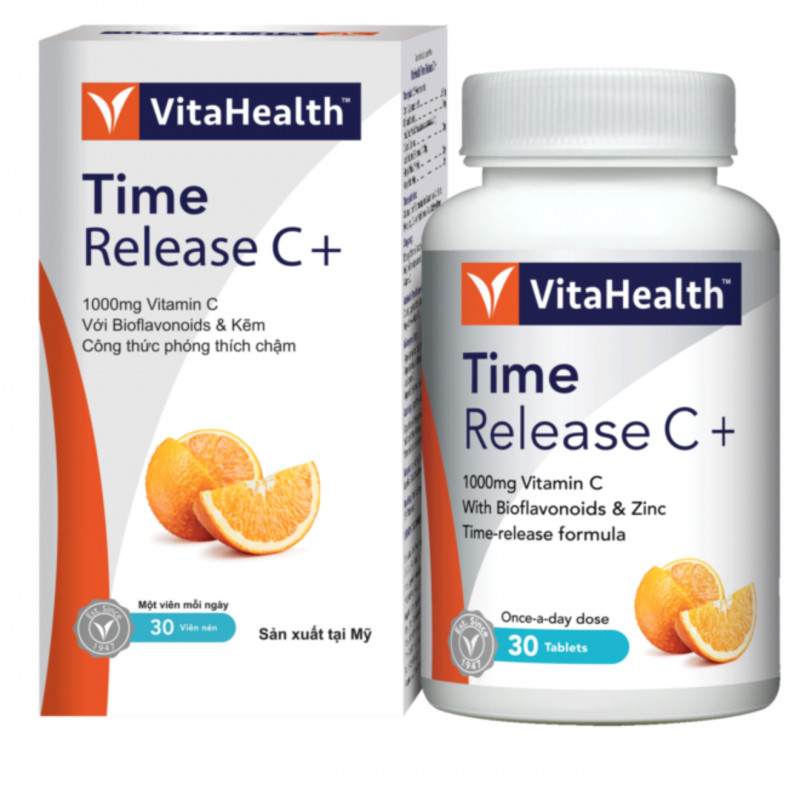 VitaHealth Time Release C+ là thực phẩm chức năng giúp hỗ trợ tăng cường miễn dịch cho cơ thể nổi tiếng xuất xứ từ Mỹ, có bán tại Nhà thuốc Long Tâm