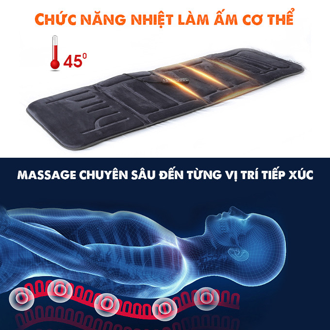 Nệm massage toàn thân Fuki Japan FK-M799 (tích hợp nhiệt và đèn hồng ngoại)