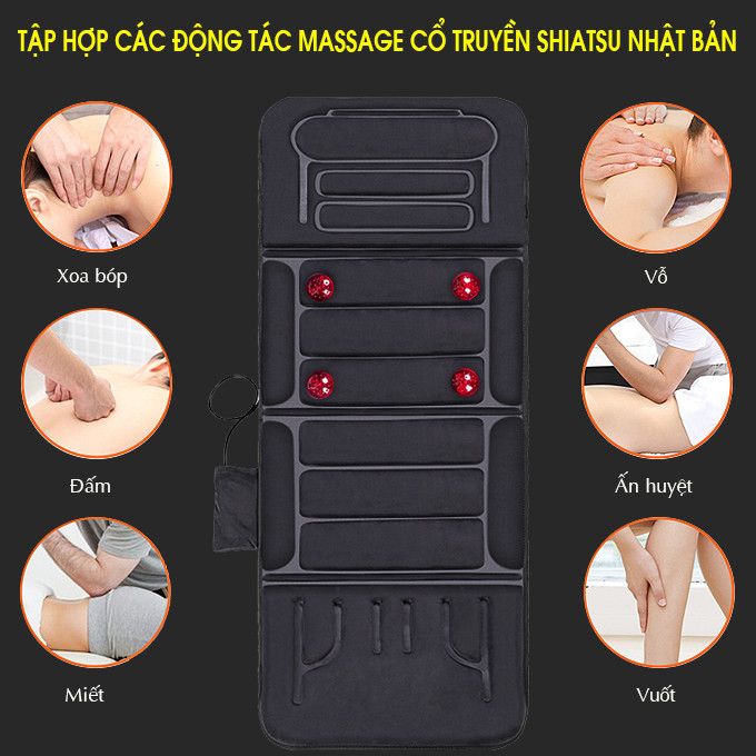 Nệm massage toàn thân Fuki Japan FK-M799 (tích hợp nhiệt và đèn hồng ngoại)