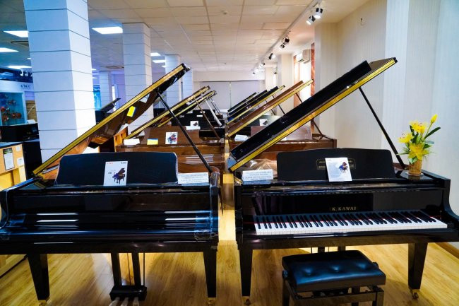 Khu trưng bày đàn piano cao cấp Grand piano