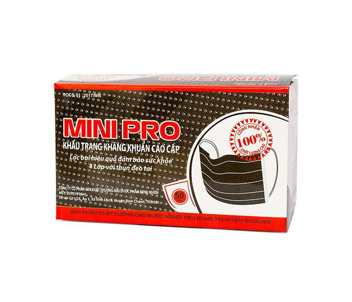 Khẩu Trang Kháng Khuẩn Cao Cấp Mini Pro Đen 4 Lớp