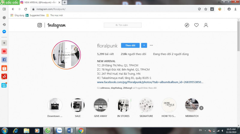 Kênh Instagram của Floralpunk.